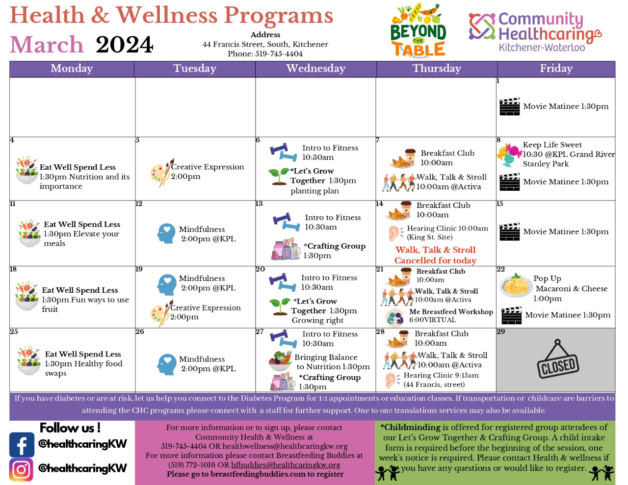 Community Health Caring KW calendar